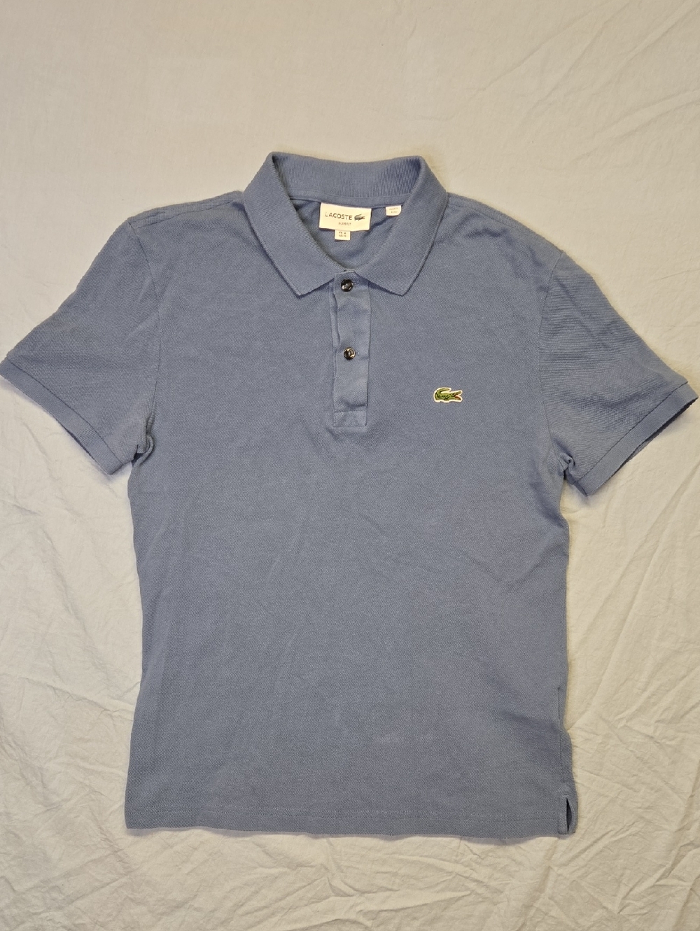 Lacoste Light Blue Cotton 1/4 Button Down Casual Polo Shirt with Crocodile Logo